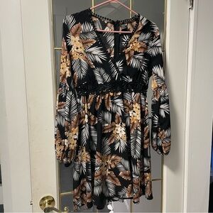 SHEIN Black and Brown Floral Dress small
